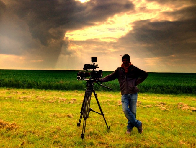 My shady (but awesome) AC Alois Kozar with the Sony F55, waiting for the rocket launches